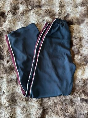 H&M Black Joggers with Burgundy and White Side Stripes